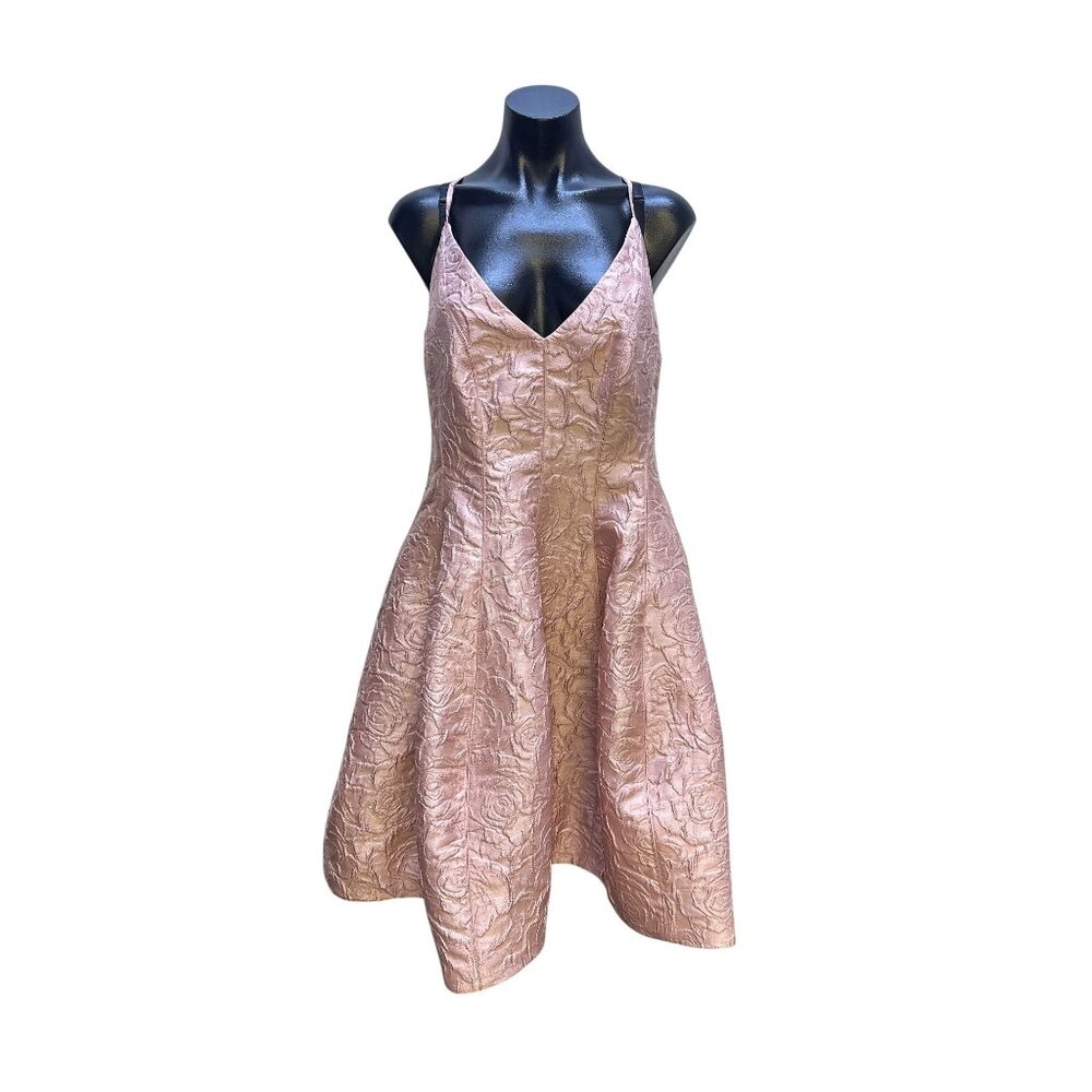 Halston Heritage Pink Textured Jacquard Fit & Flare Dress